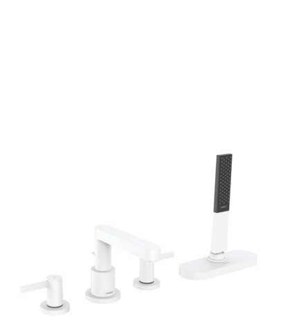 Hansgrohe 4-Loch Wannenarmatur Finoris F-Set Wannenrandmontage mit sBox mattweiss 76444700