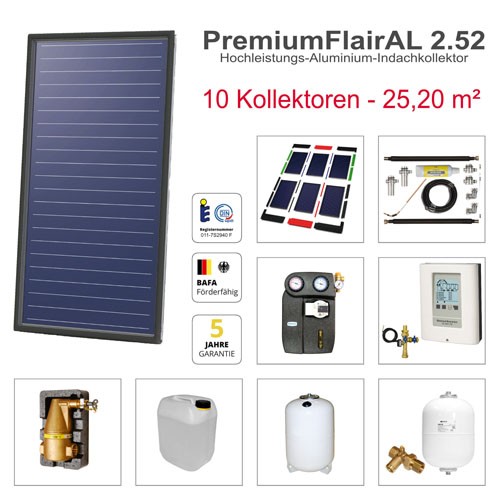 Solarbayer FlairAL Indach-Solarpaket 10 2-reihig, Gesamtfläche Brutto: 25,20 m2 411110100