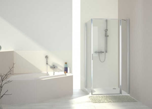 Pendeltür one m.Festf.re.f.SW 1000x1950 sil.matt ESG transparent PflegePLUS VIG