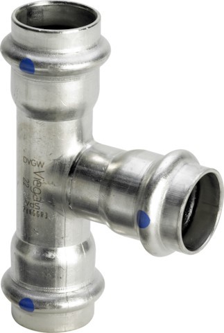 Viega T-Stück mit SC Sanpress Inox 2318LF in LABS-frei in 28x22x28mm 752132