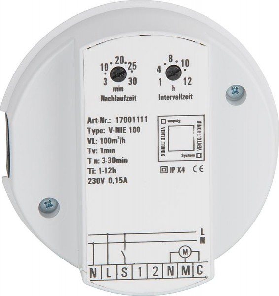 Steuerbaustein EVENES V-NIE100 100m3/h,N achlauf,Einschaltverz., Intervallbetrieb