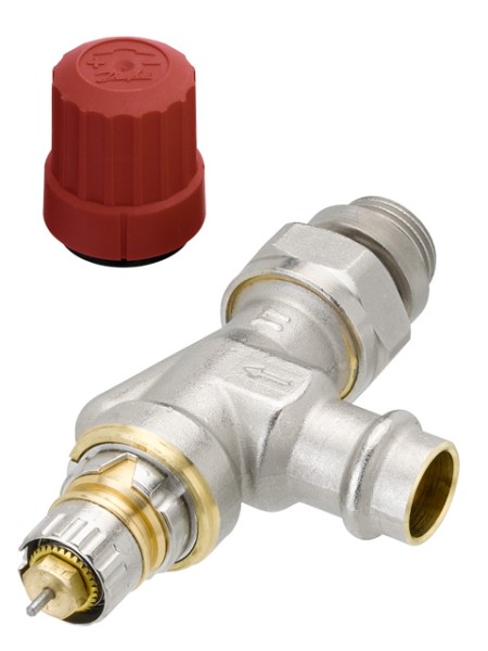 Danfoss Ventilgehäuse RA-N 15 Pressfit R 1/2, UK, matt vernickelt 013G3239