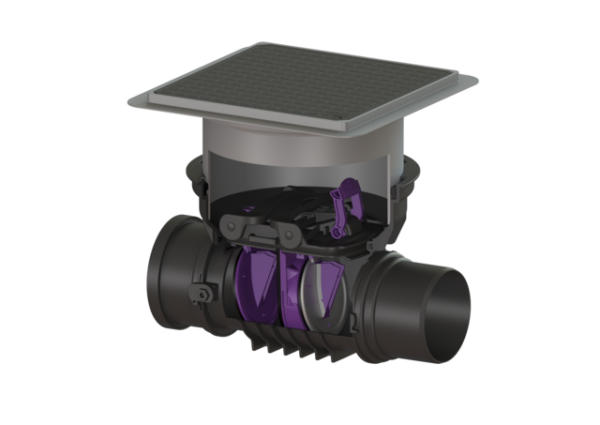 KESSEL Rückstaudoppelverschluss Staufix Control, DN150, schwarz, Bodenpl., RSK 770150.10SR