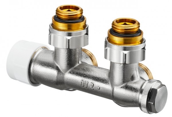 OVENTROP-Anschlussarmatur "Multiblock T" 1/2"AG x 3/4"AG, 2-Rohr, Messing, Eck 1184084
