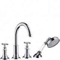 Hansgrohe 4-Loch Wannenarmatur Axor Montreux F-Set Wanne brushed nickel m.Kreuzgr. 16546820