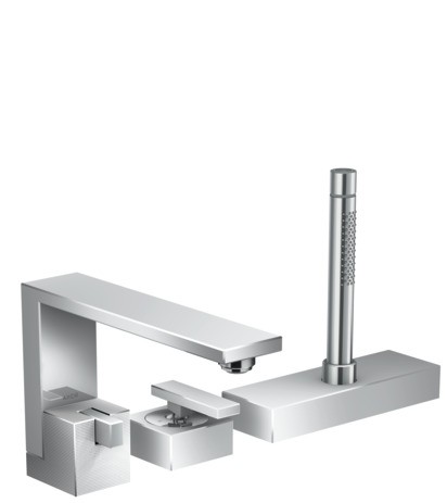 Hansgrohe 3-Loch Wannenmischer Axor Edge F-Set Diamantschliff chrom Wannenrandmontage 46431000
