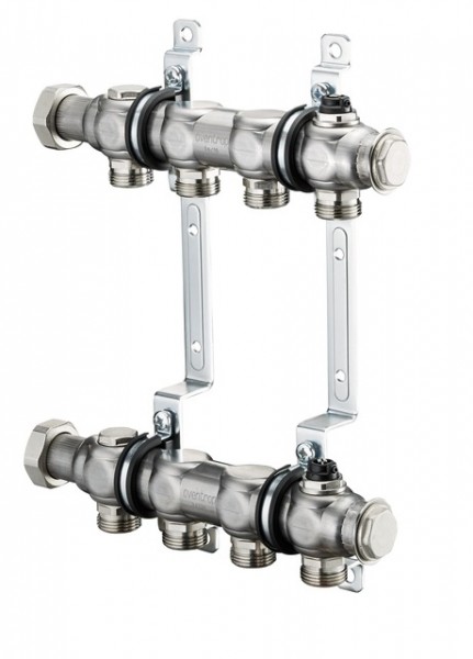 OVENTROP-Edelstahl-Verteiler MultidisSH für Heizkörperanbing.m.G3/4 AG, 2 Kreise 1407152