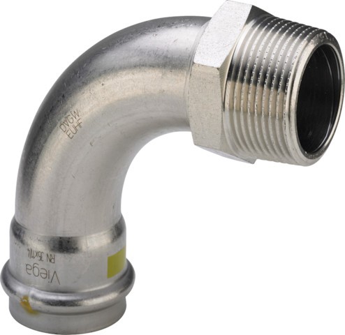 Viega Bogen 90 Grad SC Sanpress Inox G 0214 für Gas in 28mm x R1 Edelstahl 486037