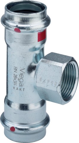 Viega T-Stück mit SC Prestabo 1117.2 in 35mm x Rp1/2 x 35mm Stahl verzinkt 558932