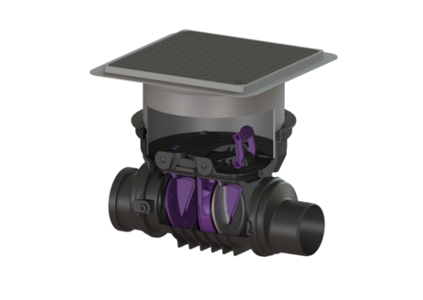 KESSEL Rückstaudoppelverschluss Staufix DN125, schwarz, Bodenplatte,Rattenschutz 730125.10SR