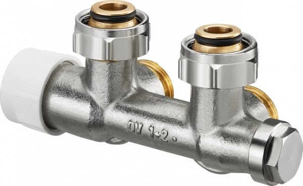 OVENTROP-Anschlussarmatur "Multiblock T" 3/4"ÜM x 3/4"AG,1-u.2-Rohr,Messing, Eck 1184024
