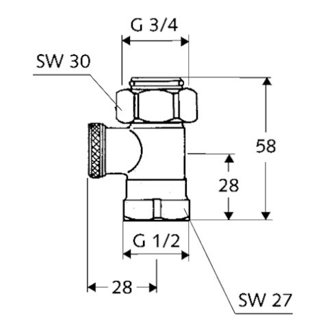 SCHELL Einzel-Anschlußventil, Durchgang absperrbar, 3/4"ÜMx1/2"IG, mattnickel 141780499