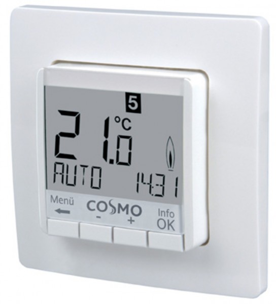 COSMO Uhrenthermostat 230 V digital UP 50x50 mit Display beleuchtet