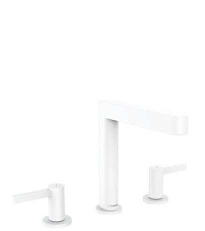 Hansgrohe 3-Loch Waschtischarmatur 160 Finoris mit Push-Open Ablaufgarnitur mattweiss 76034700