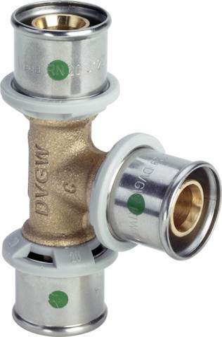 Viega T-Stück mit SC Sanfix P 2118 in 63x25x63mm Rotguss 566920