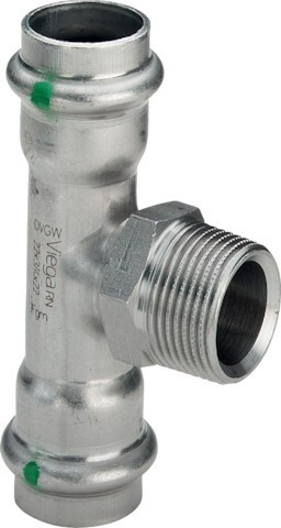 Viega T-Stück mit SC Sanpress Inox 2317.1 in 22mm x R3/4 x 22mm Edelstahl 445980