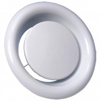 Lüftungsventil COSMO aus Stahl DN200 Abluft mit Einbaurahmen RAL9016