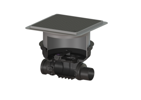 KESSEL Grundkörper Staufix DN90, schwarz, Bodenplatte 700090.10S