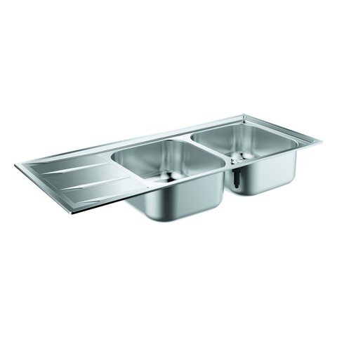 GROHE Edelstahlspüle K400 31587 mit 2 Becken/Abtropffläche 1160x500mm 31587SD0
