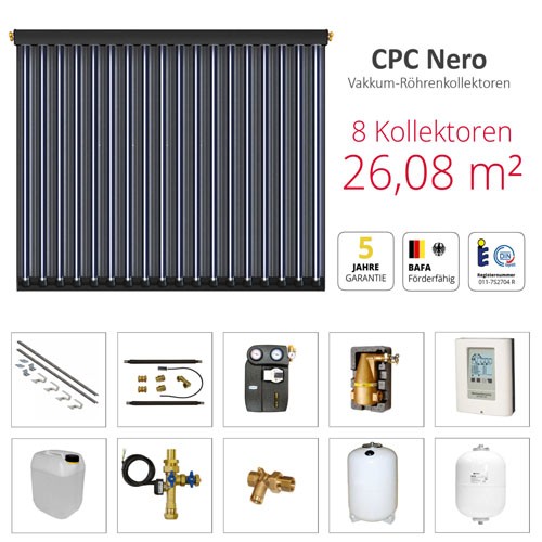Solarbayer CPC NERO Solarpaket 8 - Z Gesamtfläche Brutto: 26,08 m2 410108001