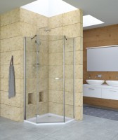 Schwenktür Fünfeckli.derby 900x2000 DG:710 sil.HL ESG transp.PflPLUS G1 VIG