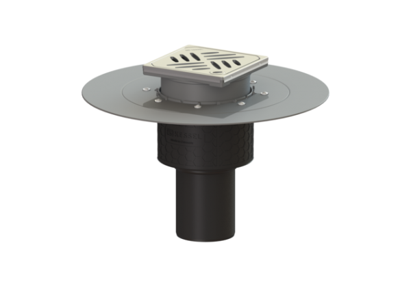 KESSEL Objektablauf Ecoguss Klebeflansch DN 80, senkrecht, Designrost 48683.63