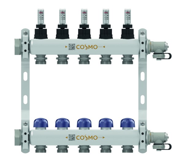 COSMO Edelstahlverteiler mit DMA für 8 Heizkreise