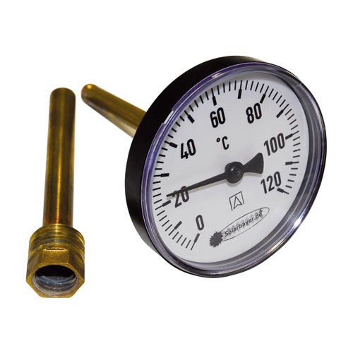 Zeigerthermometer mit Tauchhülse 1/2" Temperaturskala von 0 - 120 C 130030100