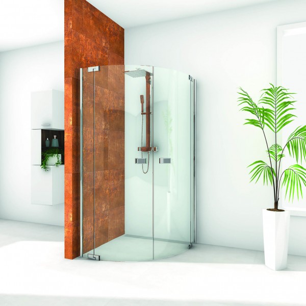 1/4-Kreis 2tlg.R500 indiv. TG bis 1200mm eckig ESG klar PflegePX Gr.K SF VIGOUR