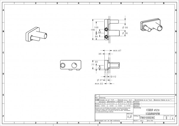 Unterputzkörper white f.Waschtisch Wandbatterie verchromt VIGOUR