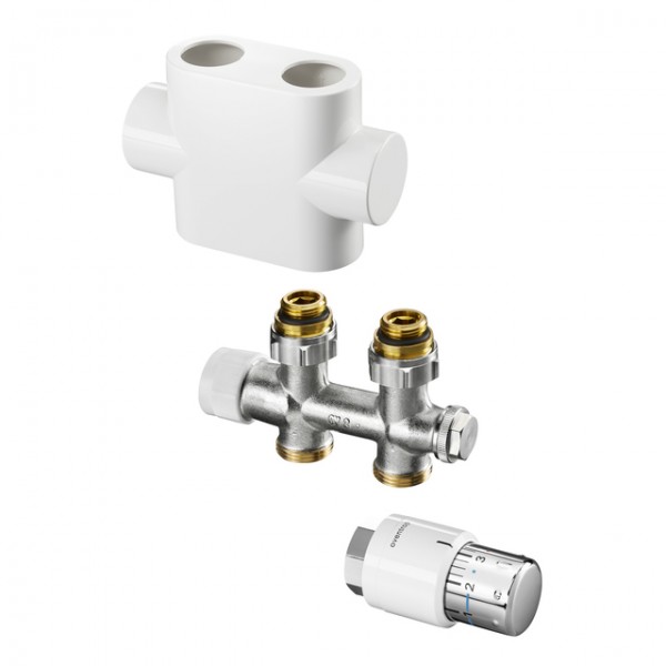 OVENTROP-Anschluss-Set für Badheizkörper "Multiblock T/Uni SH", Durchgang, weiß 1184183