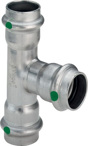 Viega T-Stück mit SC Sanpress Inox 2318 in 28x18x28mm Edelstahl 435967