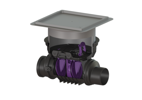 KESSEL Rückstaudoppelverschluss Staufix Control, DN125, befliesbar, Bodenplatte 770125.10X