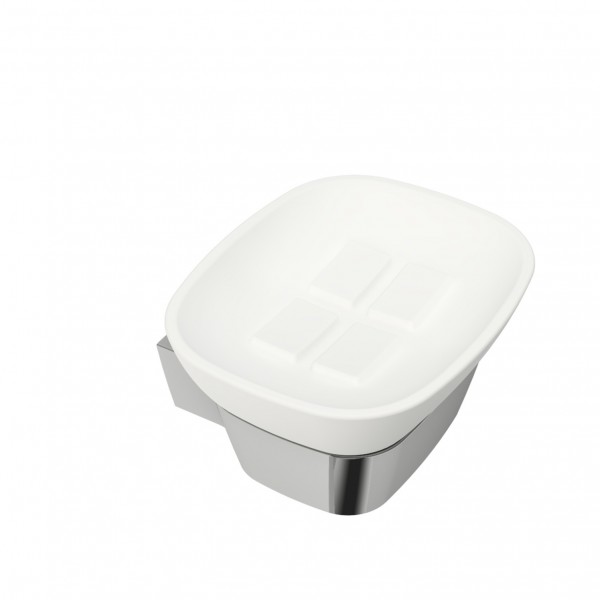 Seifenhalter white Wandmodell verchromt Seifenschale aus weisser Keramik VIGOUR