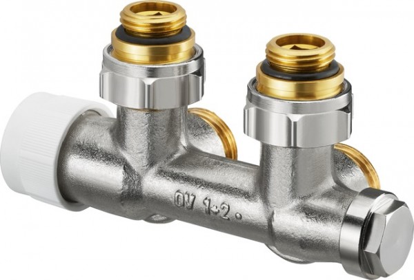 OVENTROP-Anschlussarmatur "Multiblock T" 1/2"AG x 3/4"AG, 1-u.2-Rohr,Messing, Eck 1184034