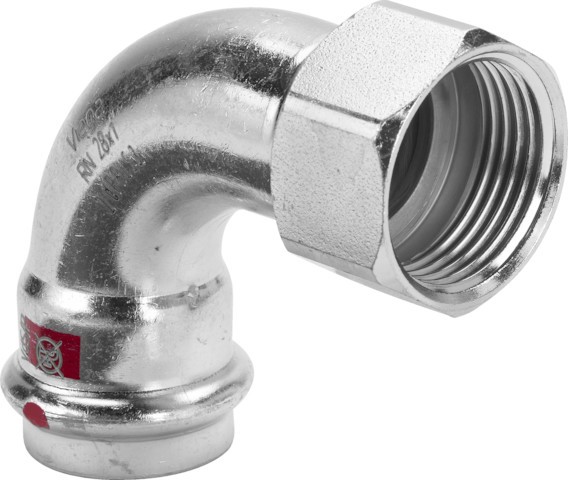 Viega Bogen 90 Grad mit SC Prestabo 1114.5 in 22mm x Rp1/2 Stahl verzinkt 704650