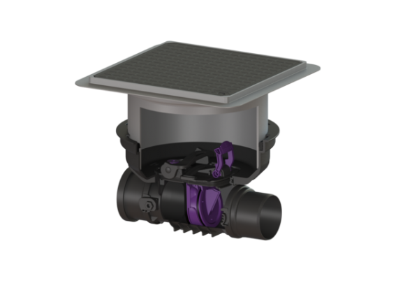 KESSEL Rückstaueinfachverschluss Staufix DN100, schwarz, Bodenplatte 720100.10S