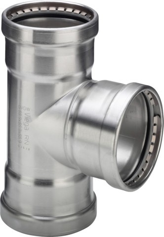 Viega T-Stück mit SC Sanpress Inox 2318XLLF in LABS-frei in108x76,1x108mm 665500