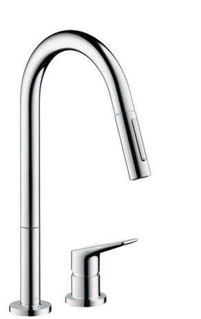 Hansgrohe 2-Loch Spültischmischer Axor Citterio M steel mit Ausziehbrause 34822800
