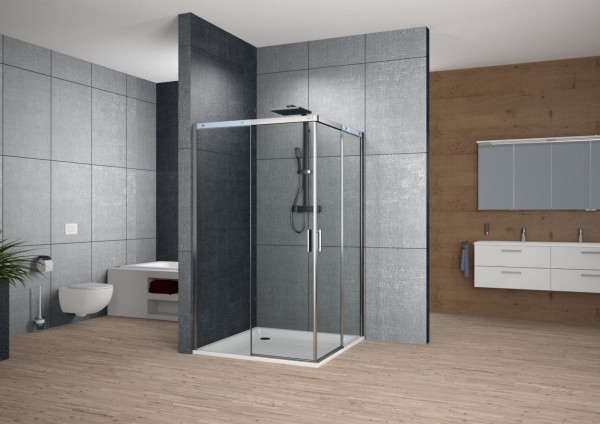 Eckeins.hälf.re.derby style 900x2000 ACS silber hochgl.ESG transparent VIGOUR