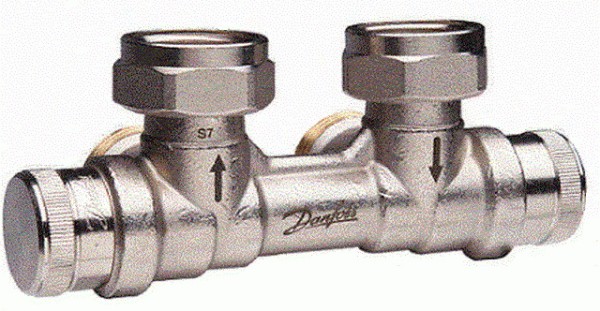 Danfoss dynamischer Hahnblock RLV-KDV für Ventil-HK G 3/4", Eck mit VL rechts 013G7874