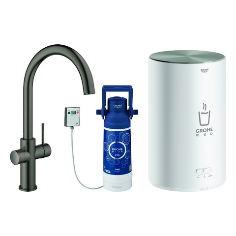 GROHE Armatur und Boiler GROHE Red Duo 30083_1 M-Size C-Ausl. hard graphite gb. 30083AL1