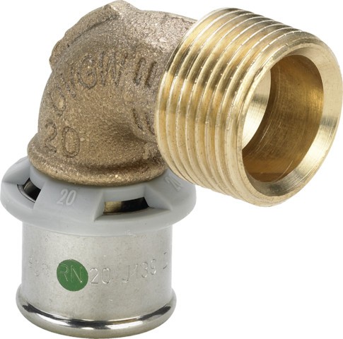 Viega Bogen 90 Grad mit SC Sanfix P 2114 in 16mm x R1/2 Rotguss 302900