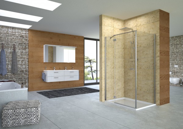 Seitenwand f.Schwenkt.derby 1000x2000 sil.hochglanz ESG transparent VIGOUR