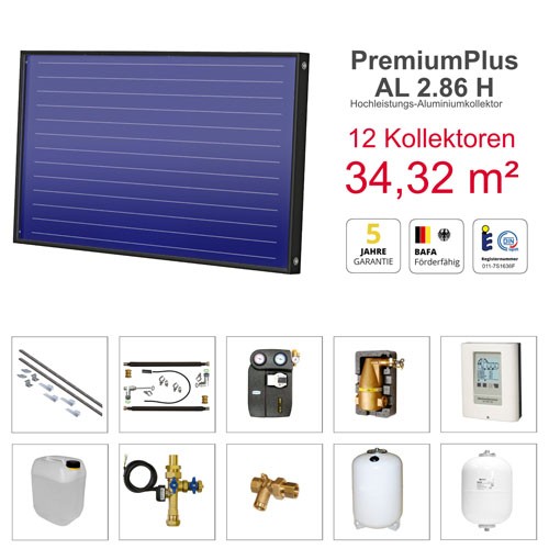 Solarbayer PlusAL Solarpaket H12 Biber Gesamtfläche Brutto 34,32 m2 horizontal 410812110