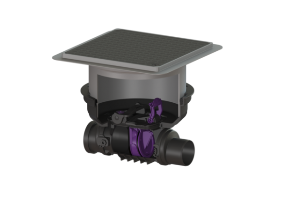 KESSEL Rückstaueinfachverschluss Staufix DN90, schwarz, Bodenplatte 720090.10S
