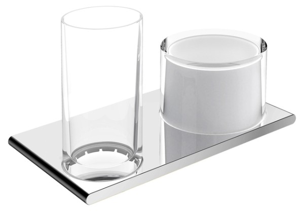 Keuco Doppelhalter Edition 400 11553, Glas/ Lotionspender, Schwarzchrom gebürstet 11553139000
