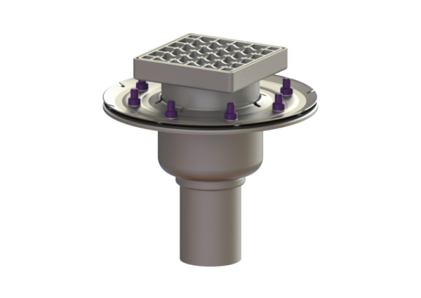 KESSEL Ablauf Ferrofix Pressfl. DN70,senkr.,Gitter,edst. Aufsst.138x138 54210.20