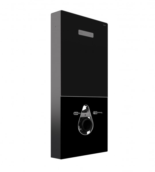 VIGOUR individual WC Modul zu Wand-WC Hartglas schwarz-edelstahl pneumatisch