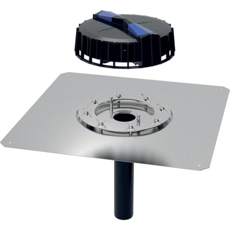 Geberit Pluvia Dachwassereinlauf mit Anschl.- Blech und Befestigungsflansch d56 12l/s 359.109.00.1